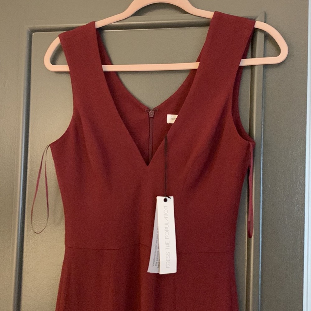 ❤️🆕 DRESS THE POPULATION Red Full Length Sandra Dress - Picture 6 of 14